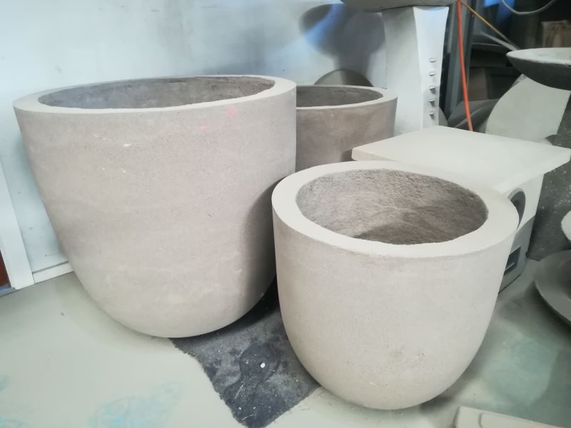 Round Concrete Planter Egg Pot Sanstone Manufactured in NZ